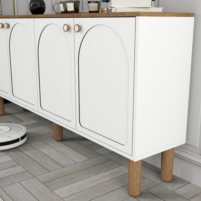 Hanah Home Consola 848 - Blanca, 180 cm Ancho x 84 cm Alto x 35 cm Profundo, Melamina
